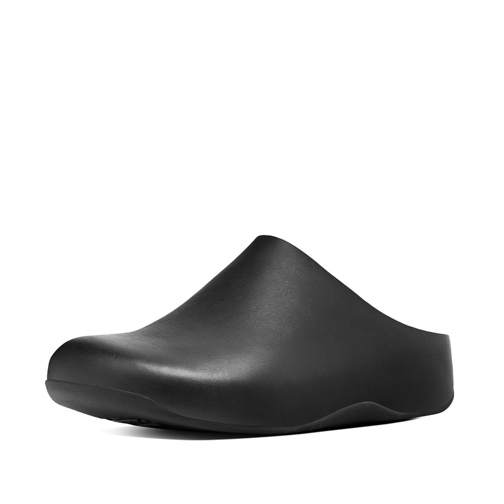 Fitflop Womens Clogs Black - Shuv Leather - 07FGULPIQ